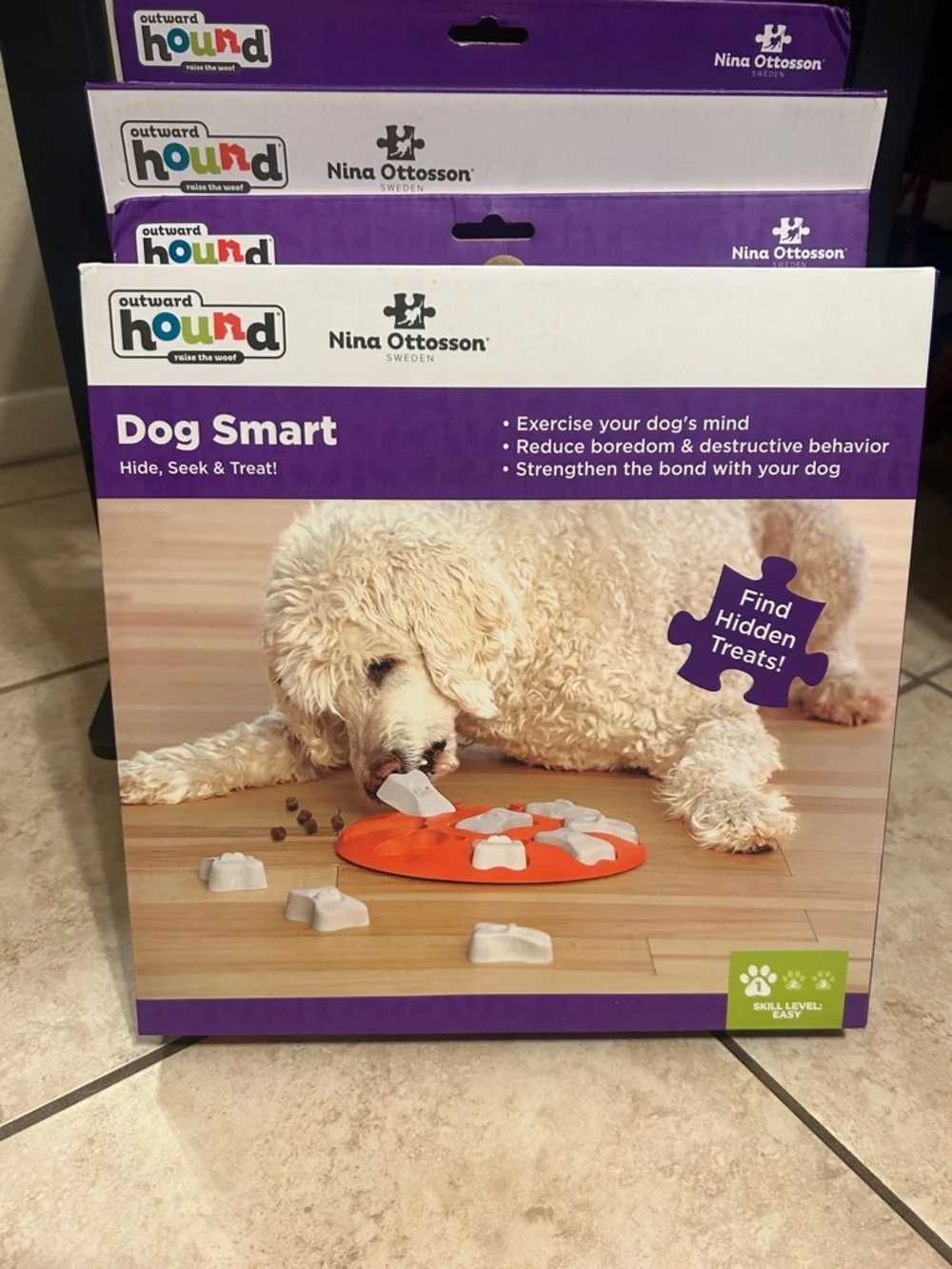 2 NEVER BEEN OPENED Outward Hound Orange&White Dog Smart Hide&Seek Treat Puzzle